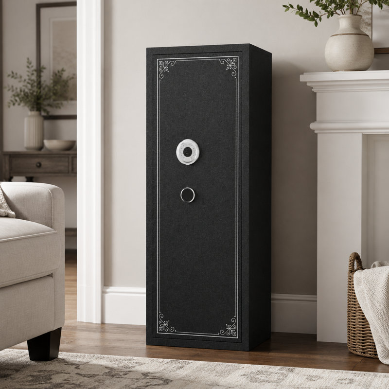 Armoire de rangement verrouillable en acier pour armes et munitions, avec étagères amovibles et organisateurs de porte