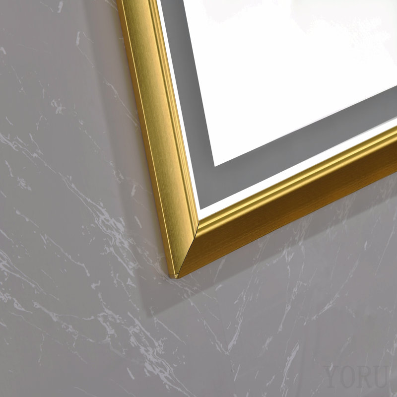 72 po L 48 po Miroir de salle de bain mural Hd, Doré