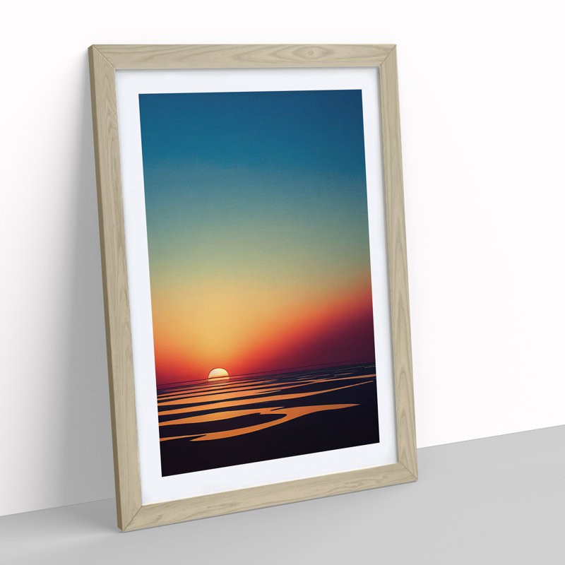 Shimmering Sunset - Wall Art, 66cm H x 48cm W, Oak Framed, White