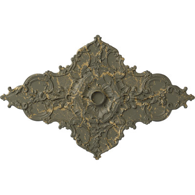 Endurathane Melchor Diamond Ceiling Medallion, 67 1/4"W x 43 3/8"H x 4"ID x 2"P (Fits Canopies up to 4"), Hand-Painted Witch Hazel Crackle Finish