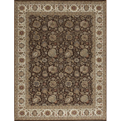 Cote D’Azure Hand Knotted Wool Area Rug in Cocoa/Ivory