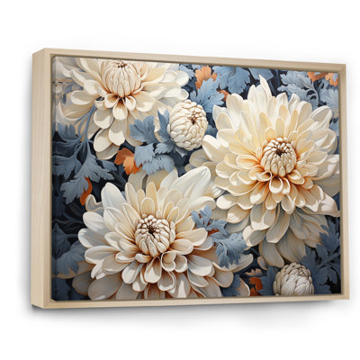 «White and Blue Chrysanthemums», mosaïque sur toile