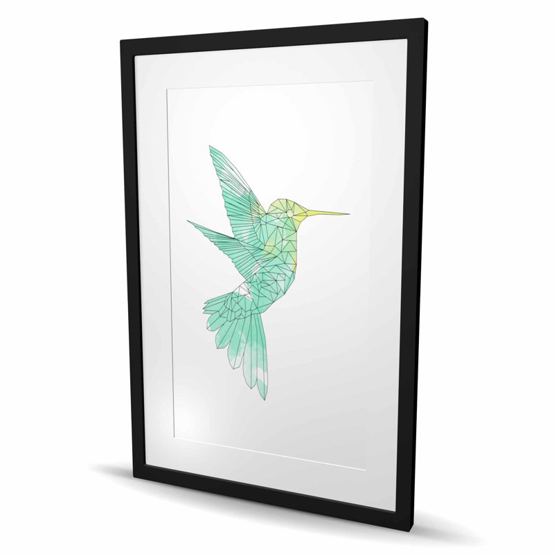Colibri géométrique - impression mate scandinave encadrée, H 36 po x l 24 po