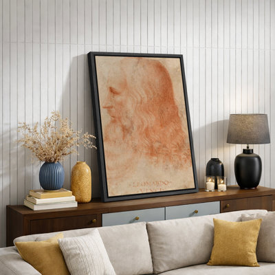 Leonardo Da Vinci, œuvre de craie rouge, croquis de profil Renaissance Genius, impression sur toile encadrée