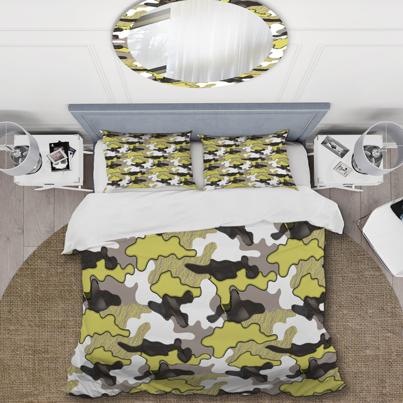 Ensemble de housse de couette en microfibre vert / gris / noir 3 pièces