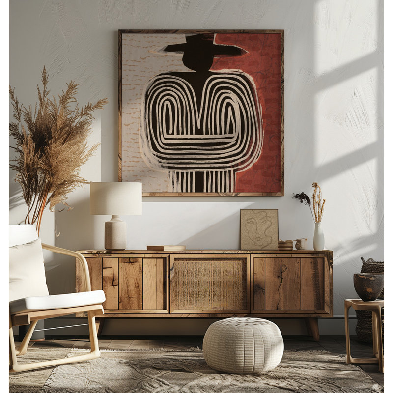 Tribal Figure With Hat by Treechild — Portrait Wall Art, Tan, 48 × 48, Framed Print