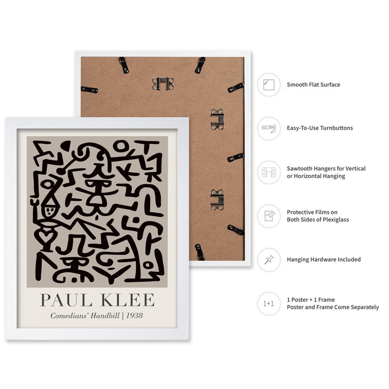 Paul Klee - Handbill des comédiens, 18"H x 24"W, Poster, White Framed