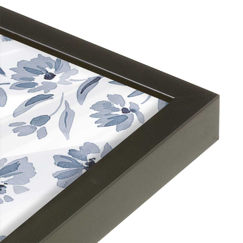 «Buzzing Blue Blooms», ensemble de 2 impressions, 30 po x 20 po, Impression encadrée, Noir satiné