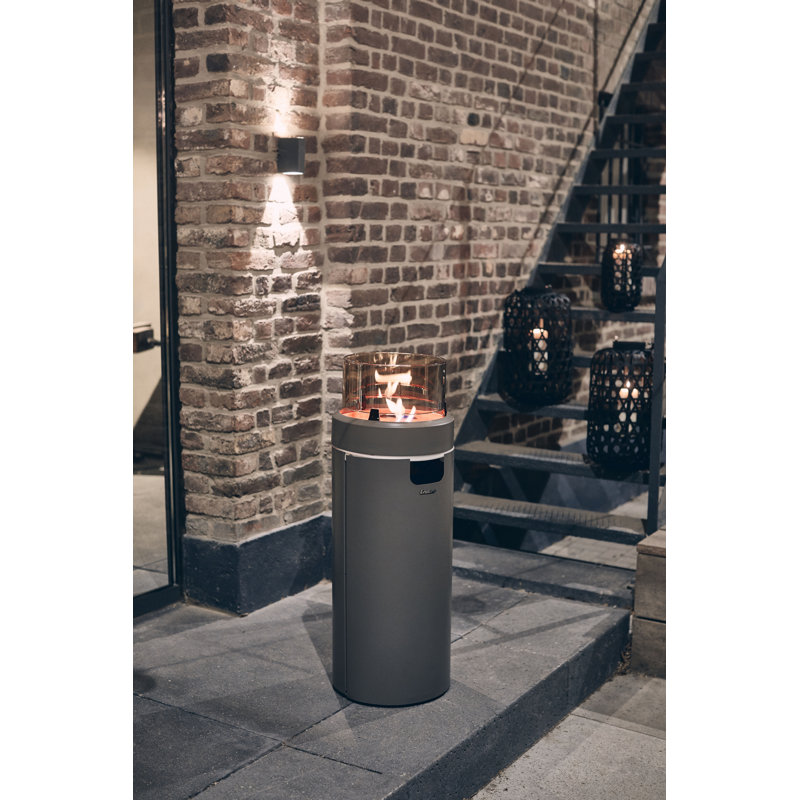Armentha Round Steel Propane Smokeless Fire Column, 91cm H x 40cm W x 40cm D, Black