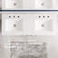 Minnich Meuble-lavabo double bleu avec comptoir en quartz de Carrare et lavabos en porcelaine encastrés