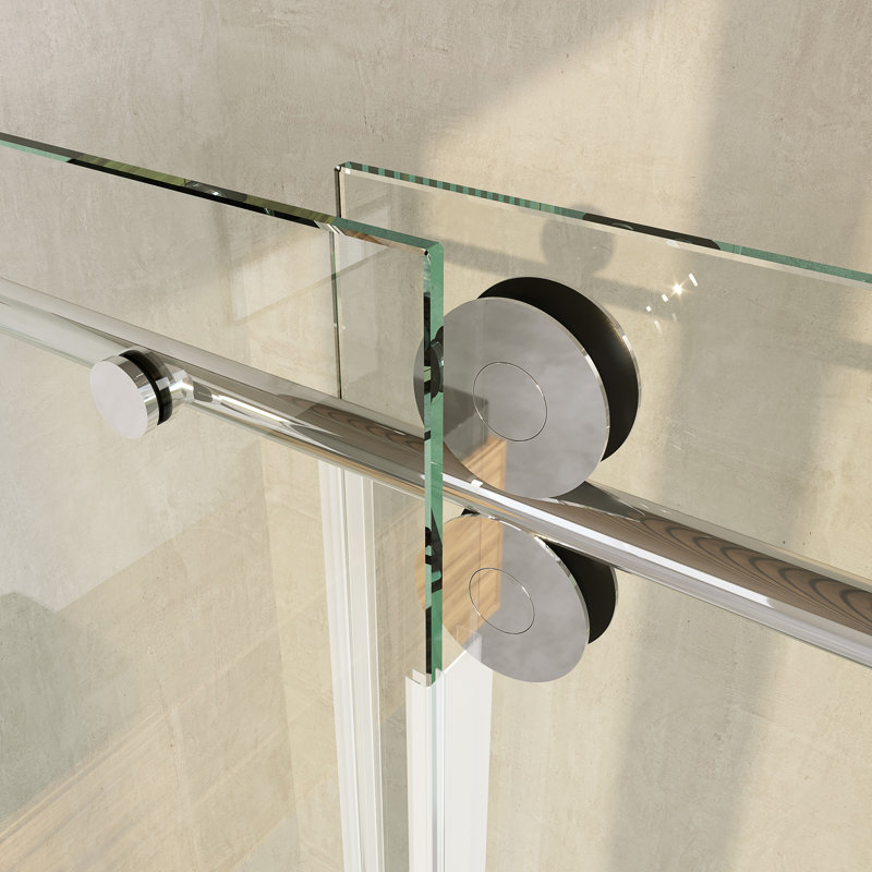 Porte de douche coulissante simple opale Miroc MCOCOD l 56-60,5 "x H 76" avec verre transparent 3/8 "(10mm), Chrome