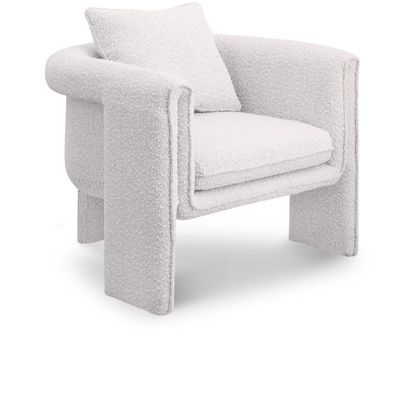Hitzel Upholstered Armchair, Cream Boucle Fabric
