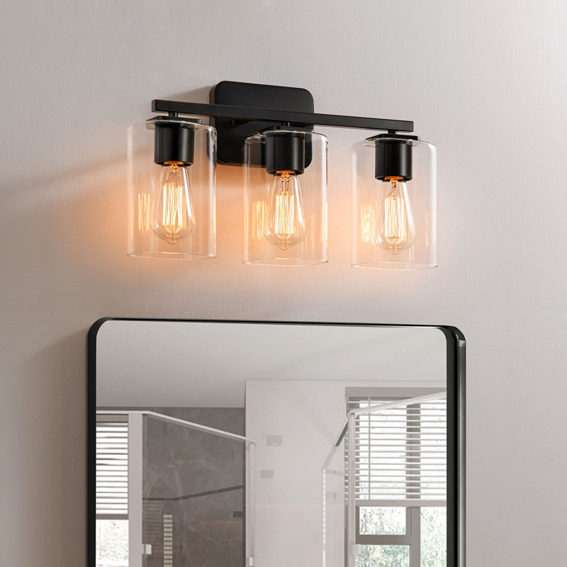 Éclairage pour meuble-lavabo à intensité variable Kagan, Noir mat, 3, Clair