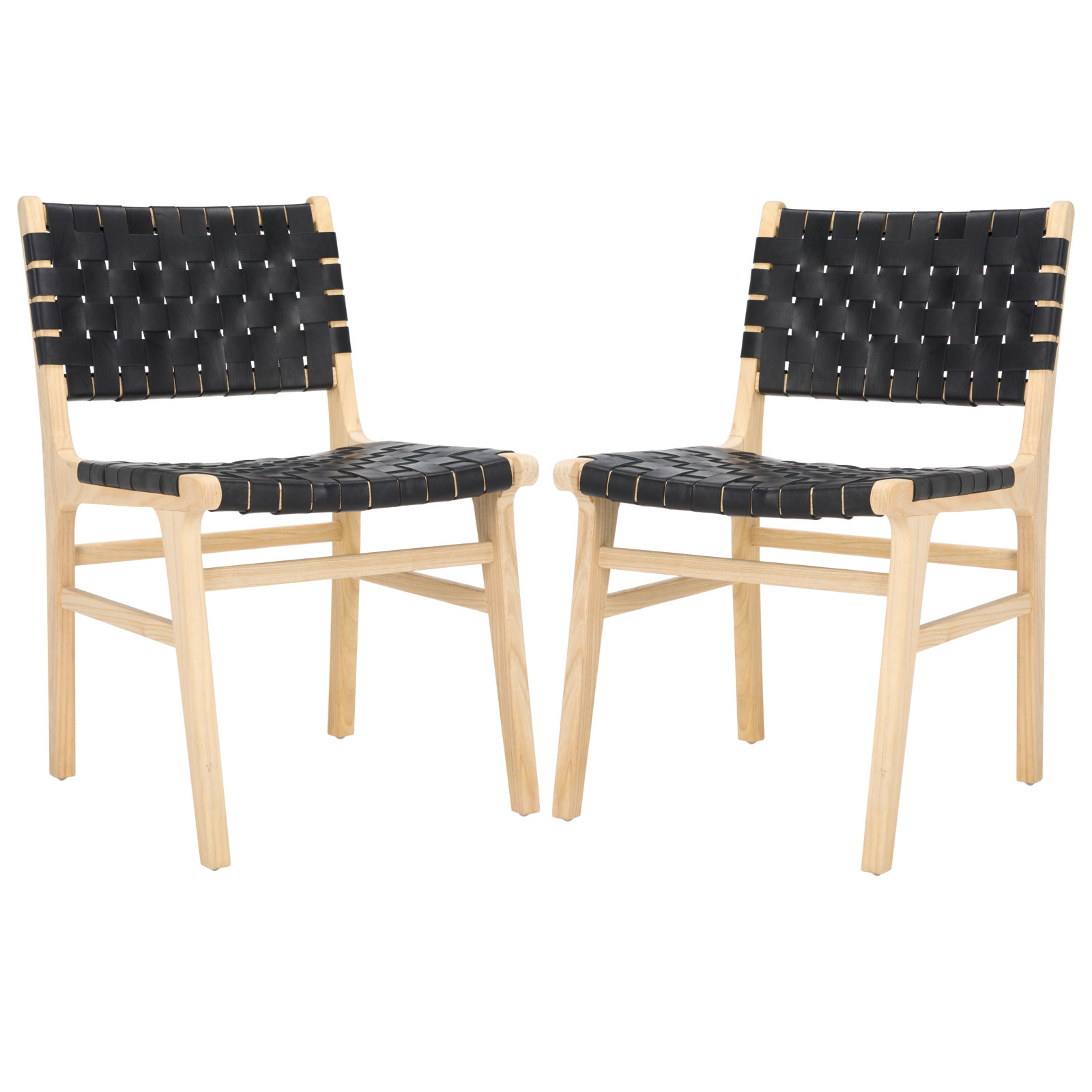 Alston Genuine Leather Dining Chair, Black/Light Natural