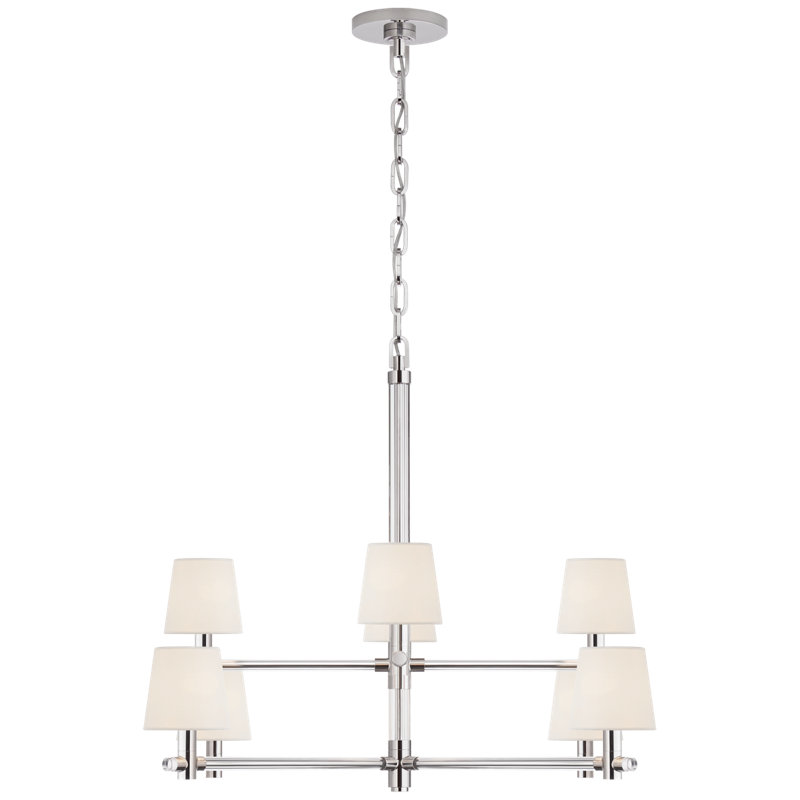Sable 8 - Light Glass Chandelier, Brass, 29" H x 40" W x 40" D