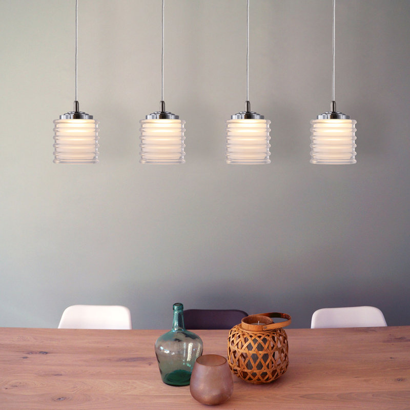 Luminaire suspendu cylindrique à DEL 4 lumières Boley, Laiton brossé