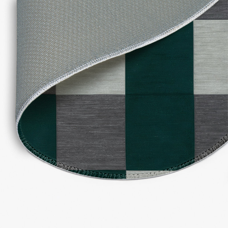 Tapis d'intérieur et d'extérieur à carreaux vert, Rond 5 pi
