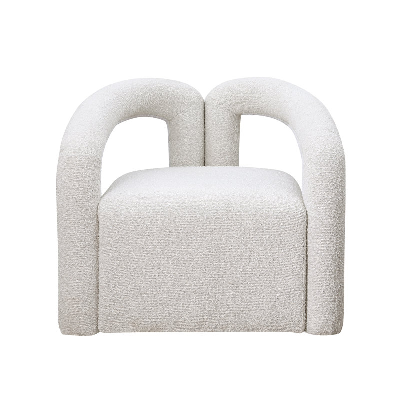 Fauteuil demi-tonneau Kierson, Crème Boucle