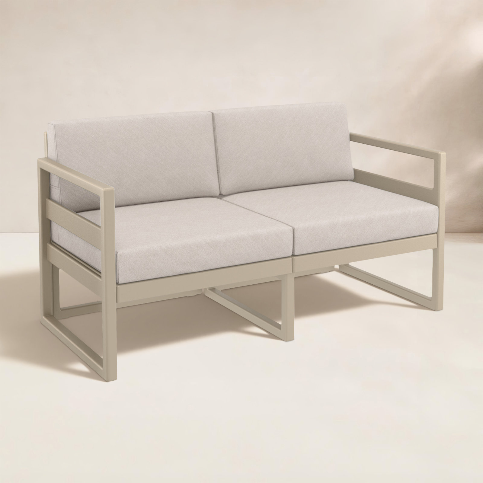 Lane 58" Sunbrella® Patio Loveseat, Taupe, Canvas Flax Sunbrella® Canvas