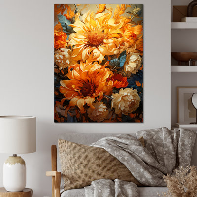 Bleu et jaune tournesols en spirale III - tournesols, art mural