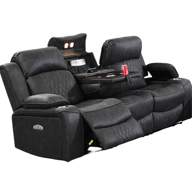 Fauteuil inclinable 3 lumières de couleur gris anthracite avec gel, éclairage de rangement et suspendu pour le mouvement de la maison, accoudoirs