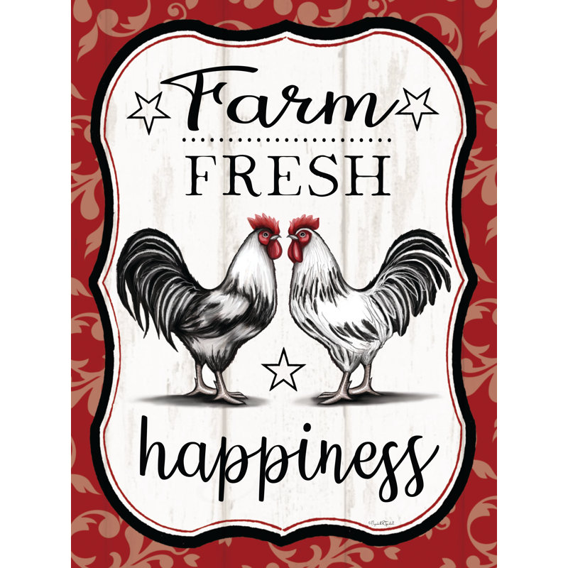 «Farm Fresh Happiness» par Elizabeth Tyndall, H 32 po x l 24 po, Reproduction papier encadrée dorée sans passe-pa