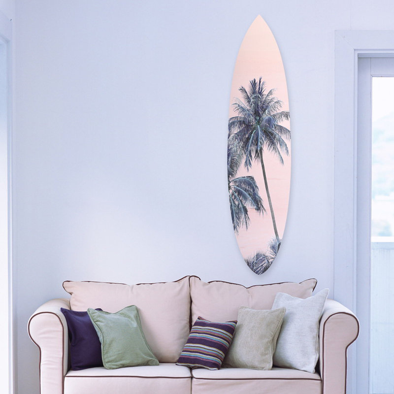 Palm Surfboard Pink Acrylic by Oliver Gal