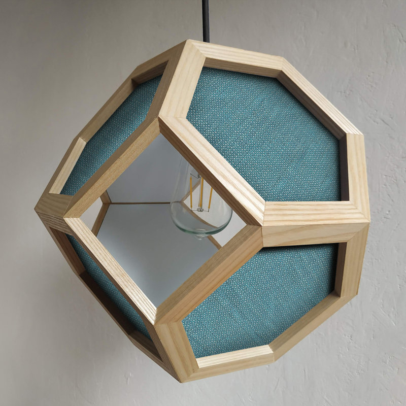 Chew 1 - Light Oil Geometric Pendant, Light Oak/Light Blue