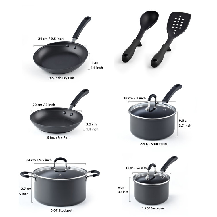 T-Fal Ultimate Hard Anodized Nonstick Cookware Set 10 Piece Induction Oven Safe 400F Pots and Pans, Dishwasher Safe Black