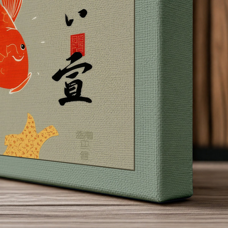 Koi in Gold Japandi - Wrapped Canvas, 30x20 - 76.2 x 50.8 cm, Sage Border