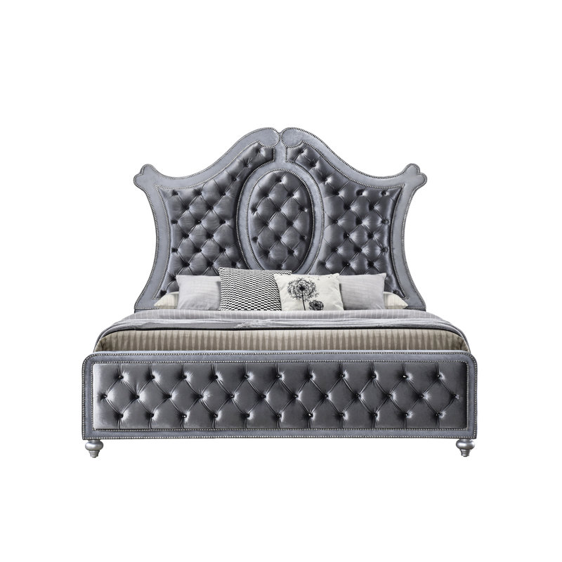 Tête de lit capitonnée 1Pc, Très grand lit, Gris