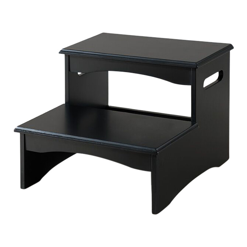 Black Wooden 2-Step Stool with Sleek Design