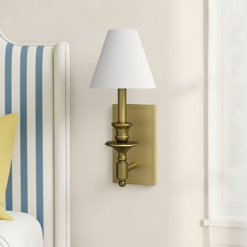 Alarins 1 - Light Dimmable Armed Sconce in Warm Brass, Warm Brass