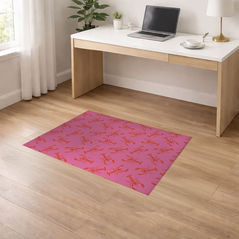 Tapis de bureau léger antidérapant Lobster, L 84 po x P 60 po, Rose