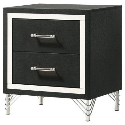 Malcolm Black 2-Drawer Nightstand Bedside Table