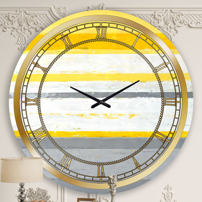 Horloge murale moderne grise et jaune et bleue XIII