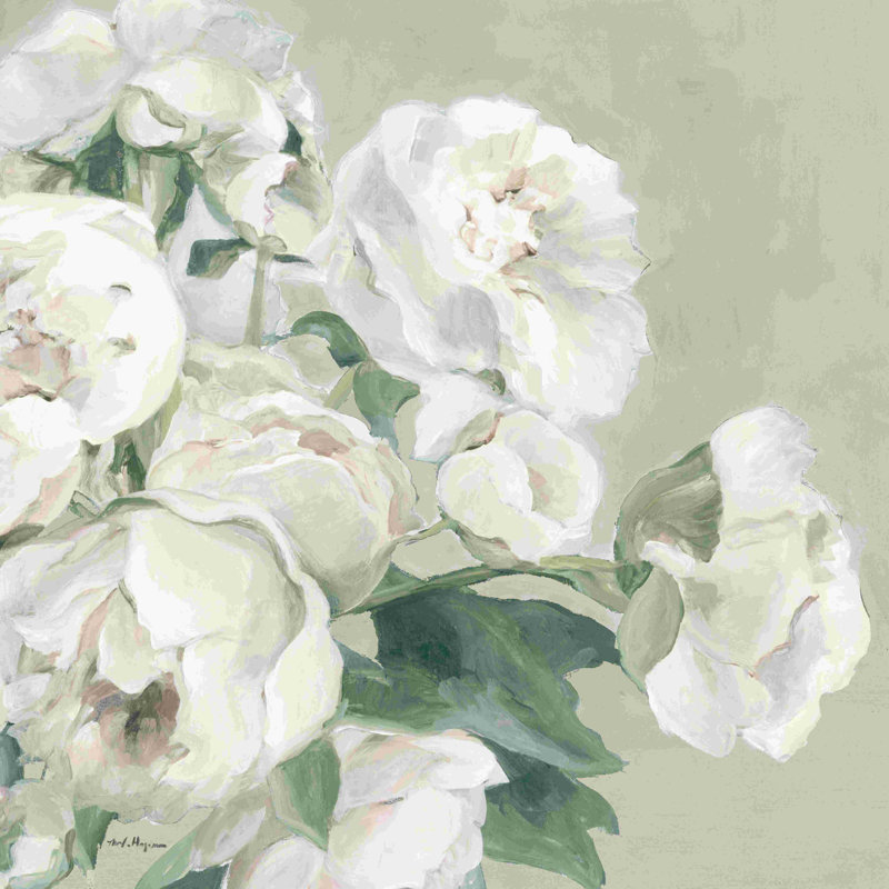 «Pivoines sur fond gris» par Marilyn Hageman - reproduction, Toile tendue, Non, H 36 po x l 36 po
