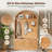 Farmhouse Fabric Arched Top Hall Tree with 5 Metal Hooks, All-in-One Mudroom Furniture with Adjustable Shelves, Mid-Century Fluted Door Entryway Bench-1533000556