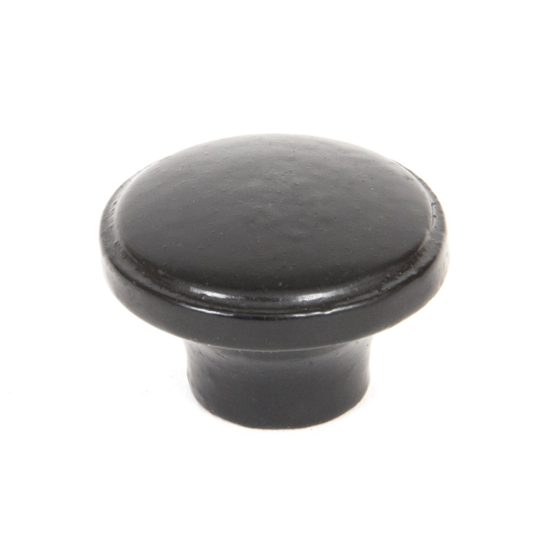 Ribbed 32mm Diameter Mushroom Knob, Black