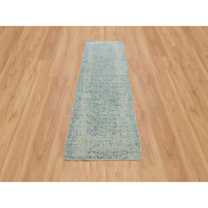 2'6"x8 Gray Modern Jacquard Hand Loomed Wool and Silk Runner Oriental Rug 71F57BB8CCD64BDD85AFF9D22A1F5C3C