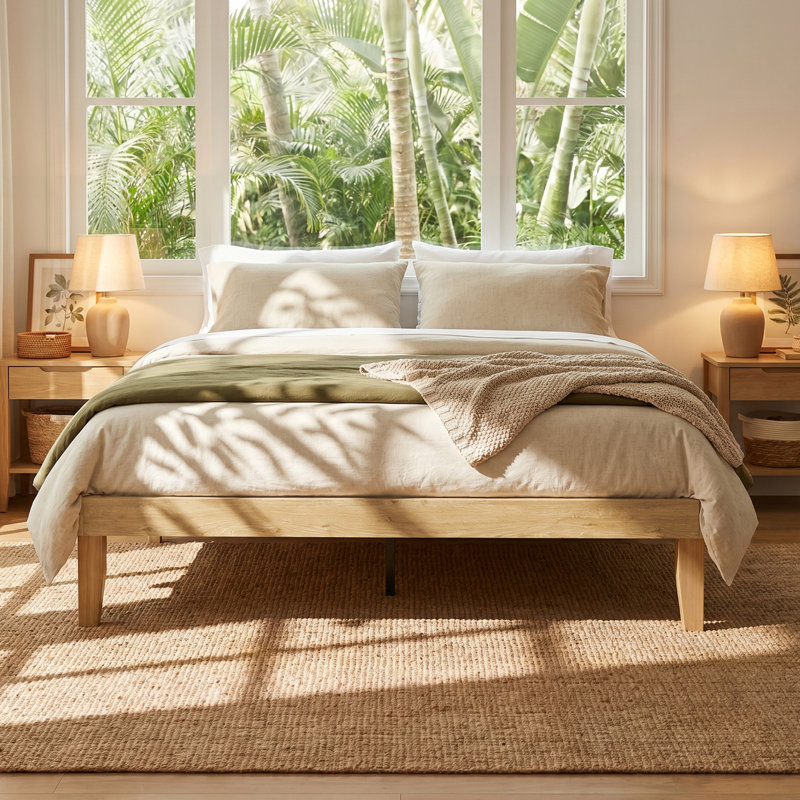Lit plateforme 12 "en bois massif contemporain