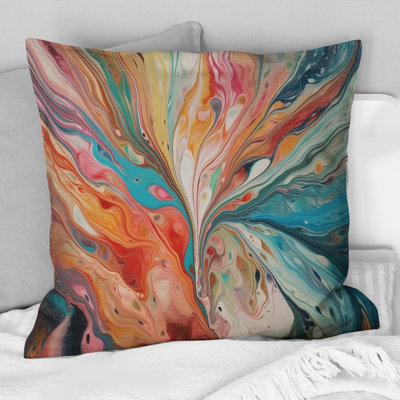 Coussin décoratif bleu sarcelle marbré fantaisie III - imprimé abstrait