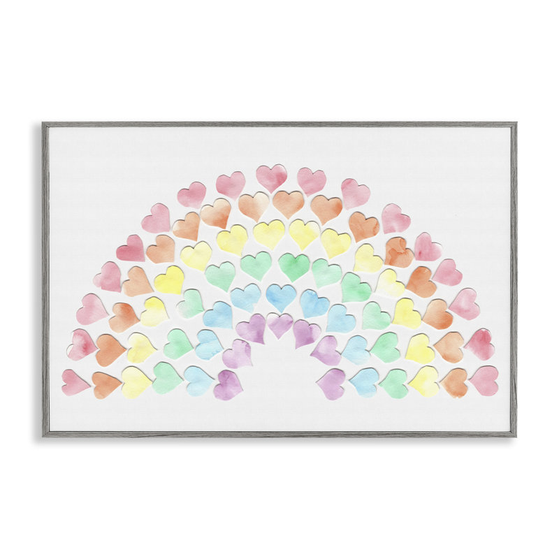 Arc-en-ciel de cœurs gris, estampe numérique par Connie Resch, Estampe numérique Farmhouse, H 20 po x l 30 po