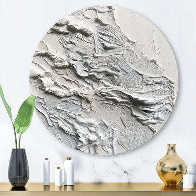 White and Tranquility Unleashed - Art mural rond en marbre abstrait