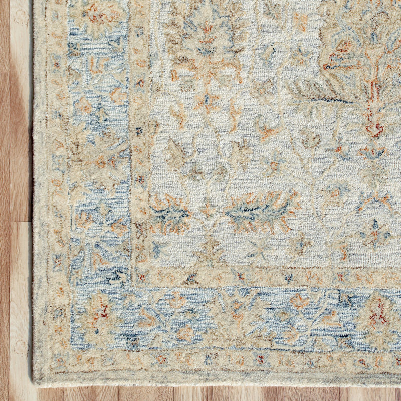 Tapis d'intérieur en laine naturel fait à la main Ella, Rectangle 7 pi 9 po x 9 pi 9 po