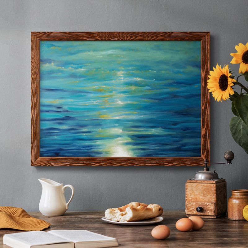 Bleu profond encadré sur toile, Érable, H 18 po x l 26 po x P 1,5 po