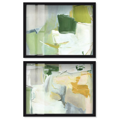 Drifting Fields III - Ira Comleva, reproduction abstraite grand format en deux parties, encadrée sous verre, par Art Remedy, cadre noir, 40 x 30