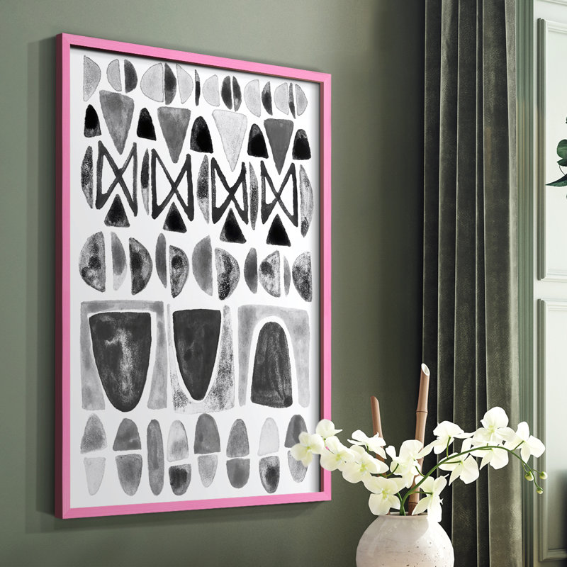 «Gray Arches II», reproduction encadrée de qualité supérieure - prête à être accrochée, Pas de tapis, Cadre photo rose simple