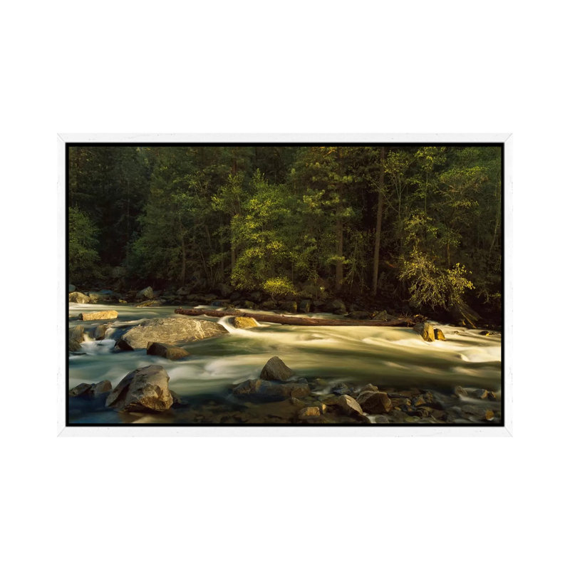 Merced River Flowing Through The Valley Floor, Yosemite National Park, California 1 Piece Floater Frame Wall Art on Canvas
