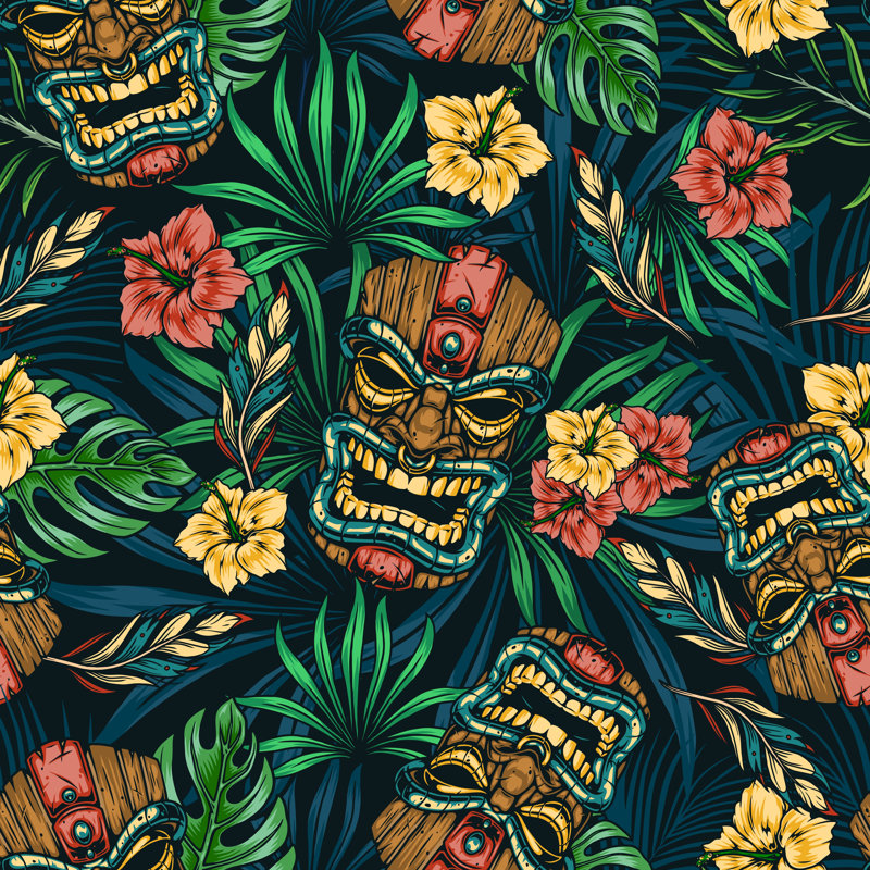 Hawaiian Tropical Pattern by IMOGI - Wrapped Canvas Print, 20cm H x 30cm W